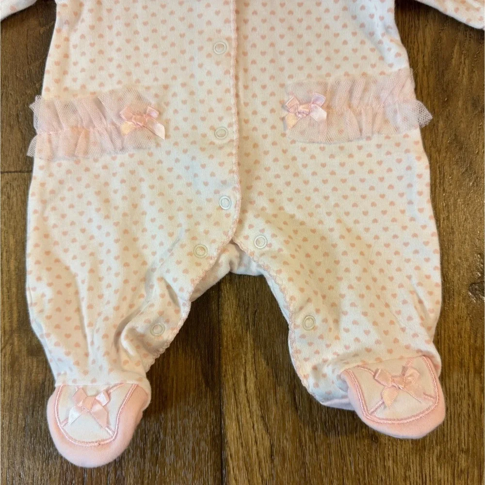 Little Me Preemie Baby Girl Outfit Sleeper Ballet Shoes Ruffles Pink Reborn Doll